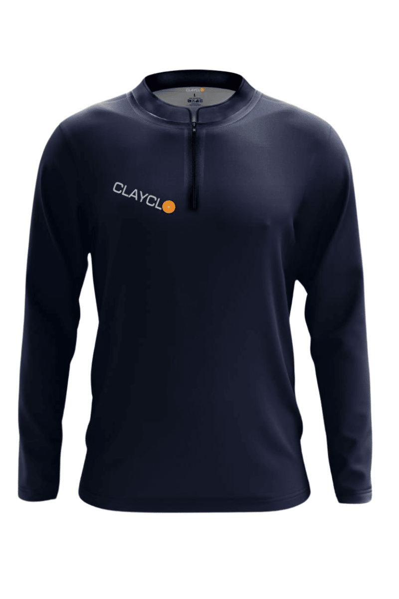 Clayclo Midlayer Navy Blue 1/4 Zip Longesleeve Heren